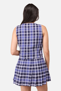 Dangerfield - Whirl Tartan Button Top - purple-white