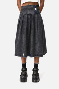 Dangerfield - Whirl Denim Pleated Midi Skirt - grey