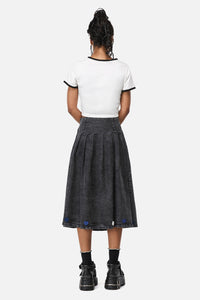 Dangerfield - Whirl Denim Pleated Midi Skirt - grey