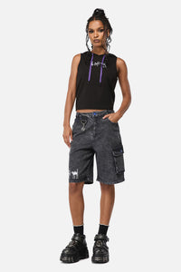 Dangerfield - Whirl Denim Embroidered Jorts - grey