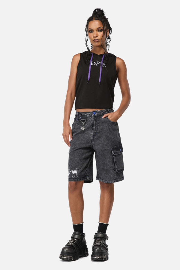 Dangerfield - Whirl Denim Embroidered Jorts - grey