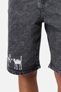 Dangerfield - Whirl Denim Embroidered Jorts - grey