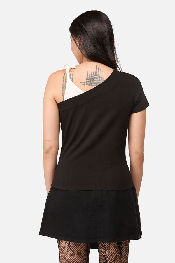 Dangerfield - Whirl Jersey Asymmetrical Tee - black-white