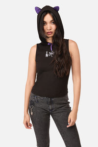 Dangerfield - Whirl Fitted Hoodie Tank Top - black