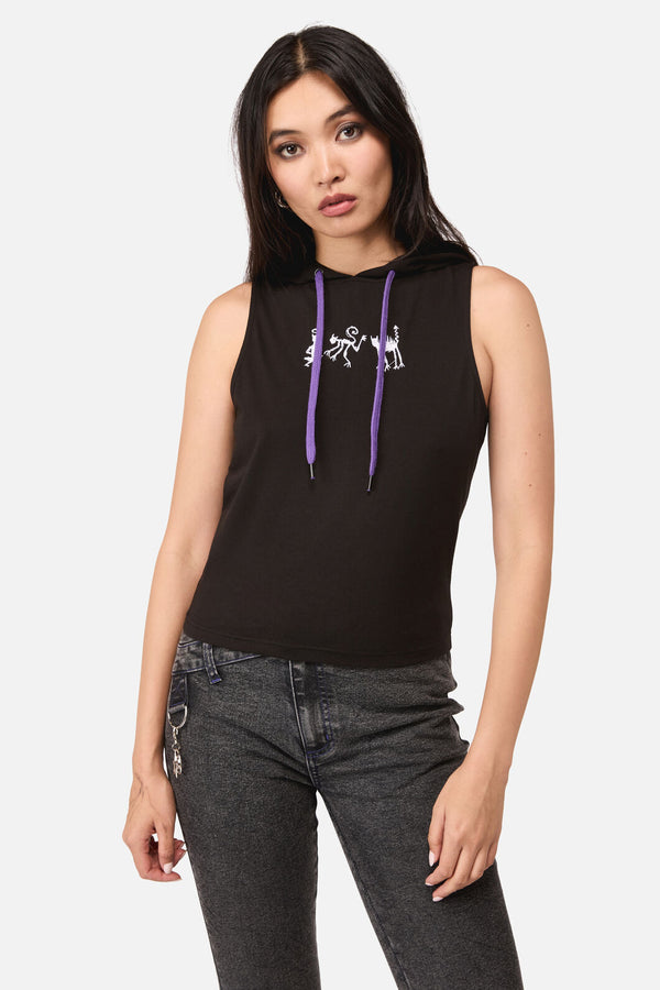 Dangerfield - Whirl Fitted Hoodie Tank Top - black