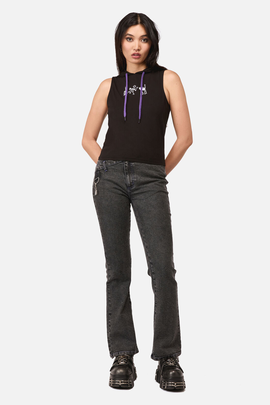 Dangerfield - Whirl Fitted Hoodie Tank Top - black