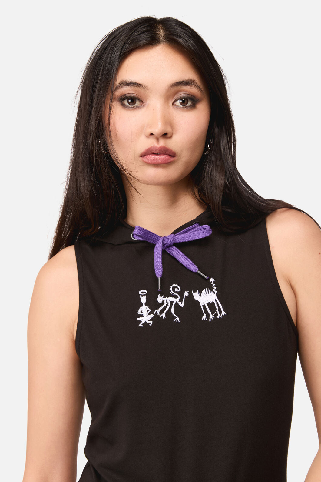 Dangerfield - Whirl Fitted Hoodie Tank Top - black