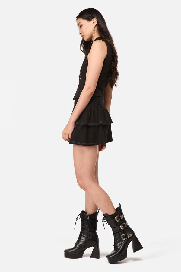 Dangerfield - Whirl Y2K Jersey Frill Skort - black