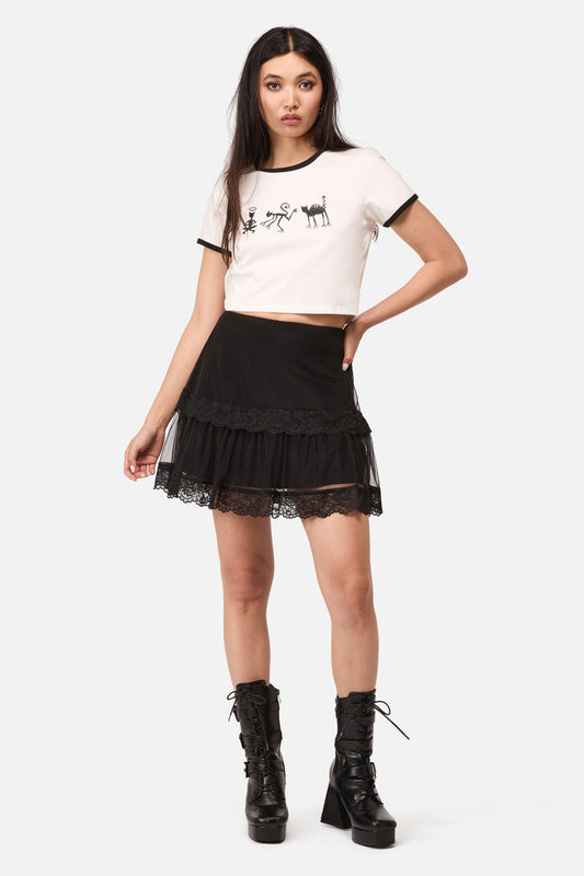 Dangerfield - Spiral Lace Goth Mini Skirt - black