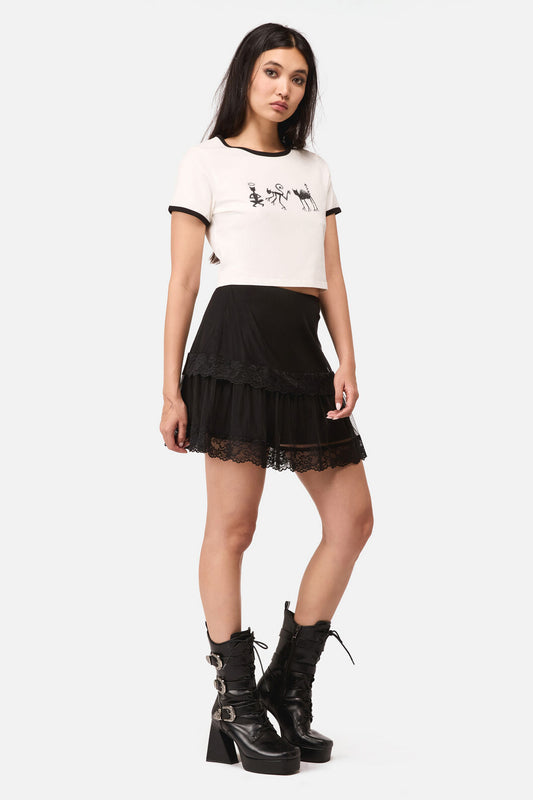 Dangerfield - Spiral Lace Goth Mini Skirt - black