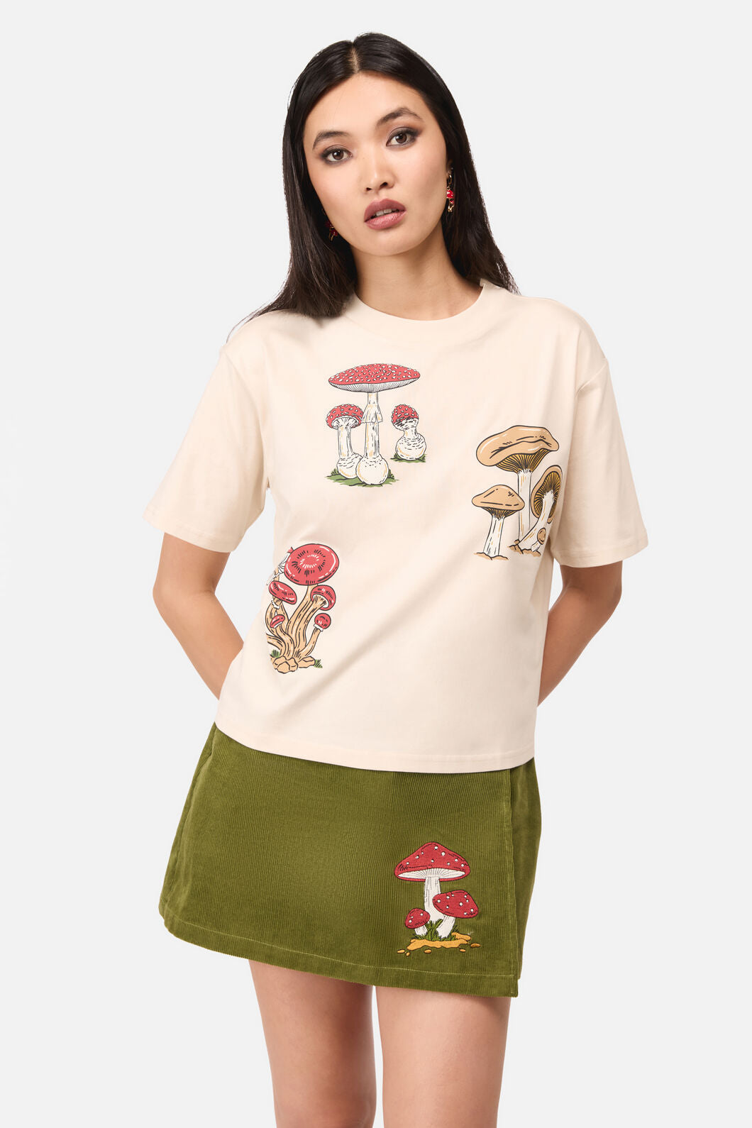 Dangerfield - Mushie Print Tee - cream