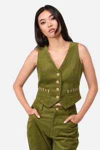 Dangerfield - Toadstool Cord Vest - green