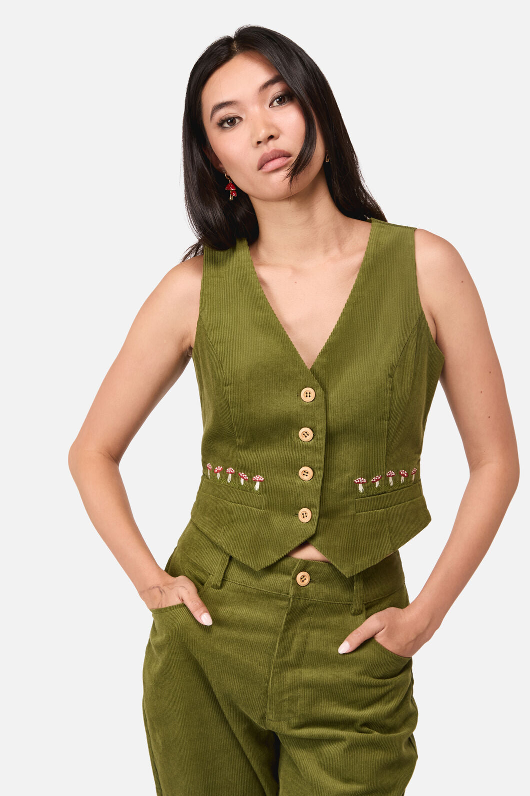 Dangerfield - Toadstool Cord Vest - green