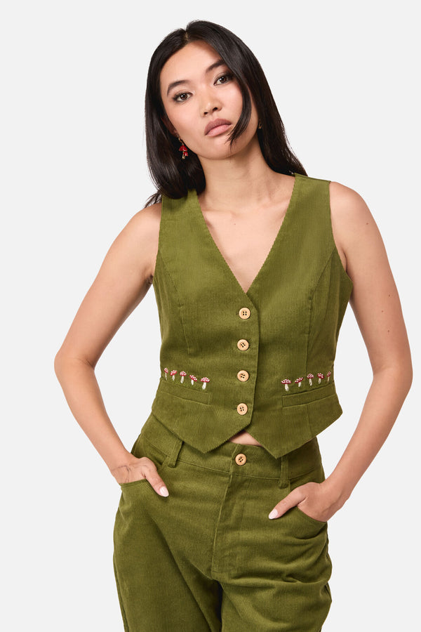 Dangerfield - Toadstool Cord Vest - green