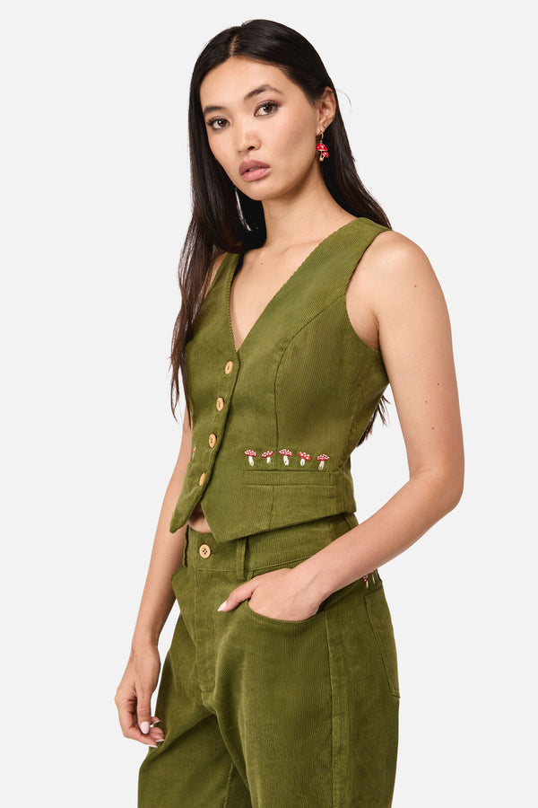 Dangerfield - Toadstool Cord Vest - green