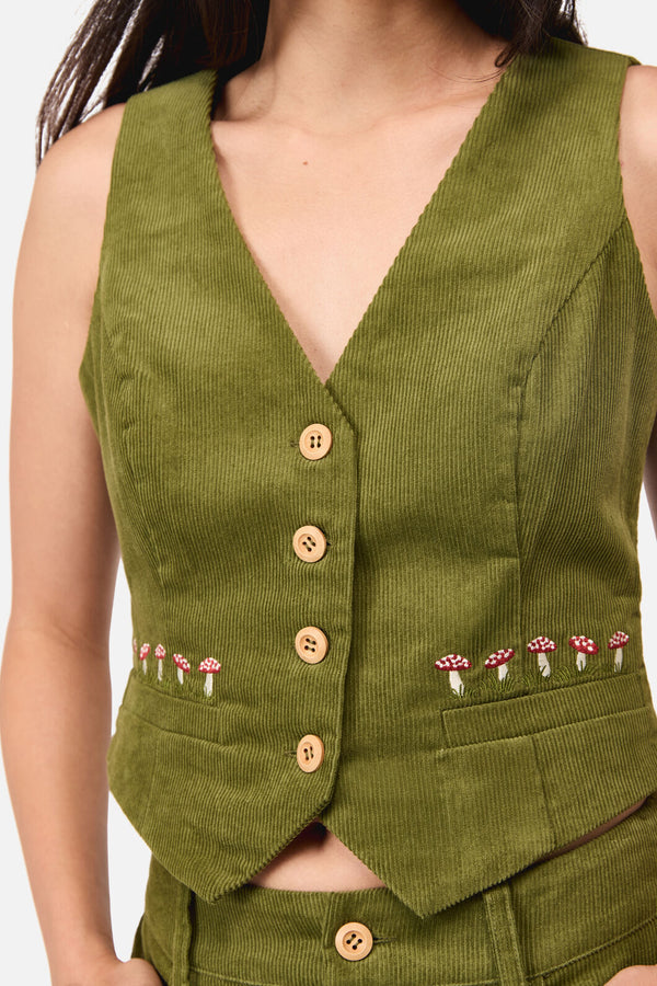 Dangerfield - Toadstool Cord Vest - green