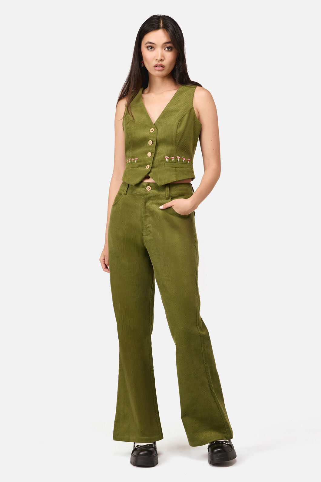 Dangerfield - Toadstool Cord Vest - green