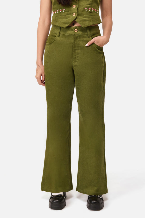 Dangerfield - Toadstool Cord Flare Pant - green