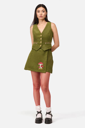Dangerfield - Toadstool Cord Skort - green