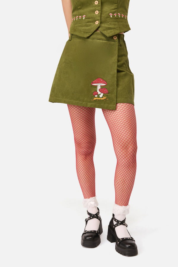 Dangerfield - Toadstool Cord Skort - green