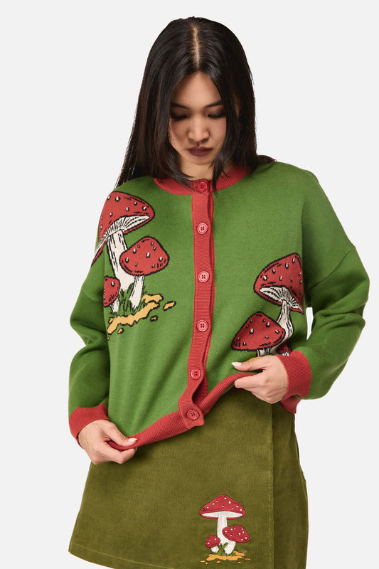 Dangerfield - Toadstool Cottagecore Cardigan - green