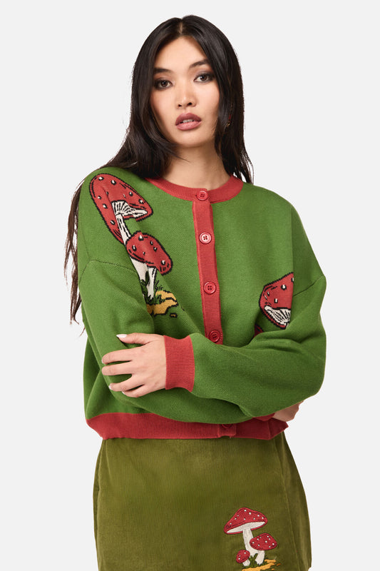 Dangerfield - Toadstool Cottagecore Cardigan - green
