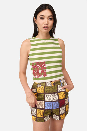 Dangerfield - Stampz Stripe Tank Top - green-cream