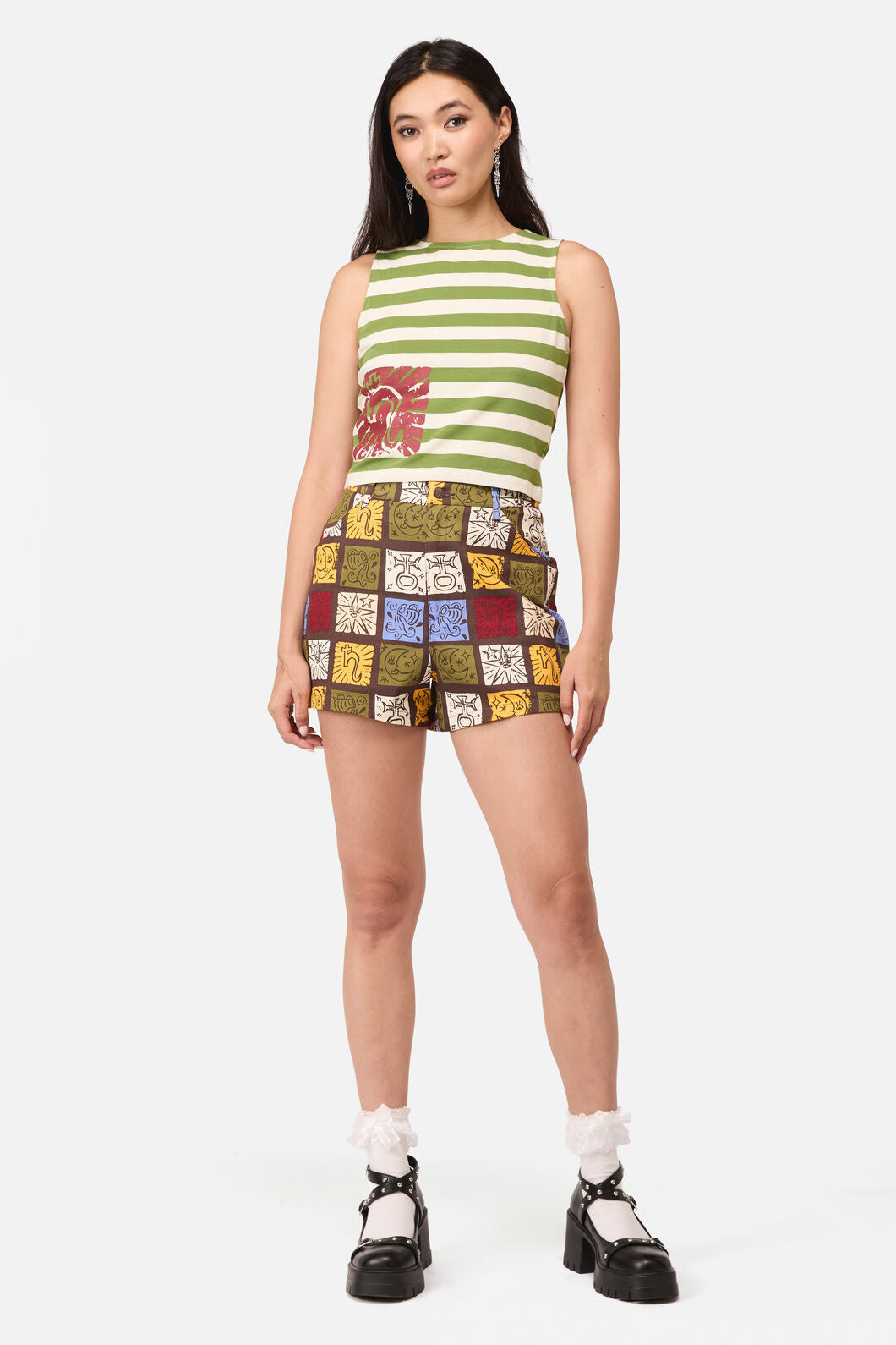 Dangerfield - Stampz Stripe Tank Top - green-cream