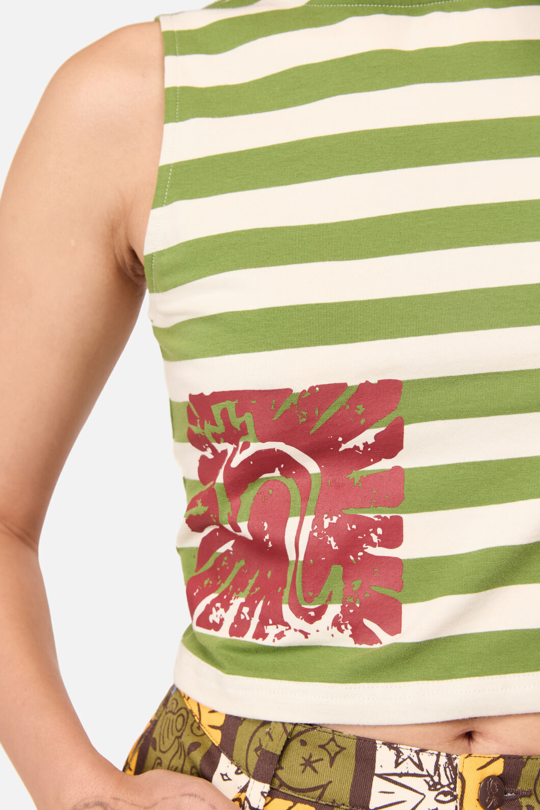 Dangerfield - Stampz Stripe Tank Top - green-cream