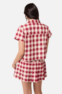 Dangerfield - Check It Print Blouse - red-cream