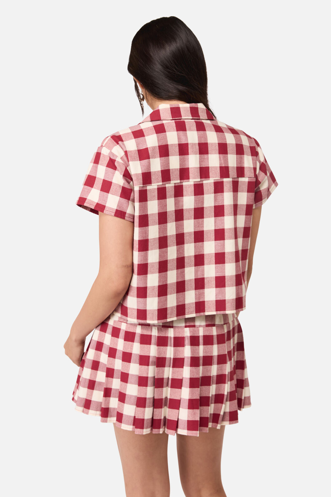 Dangerfield - Check It Print Blouse - red-cream