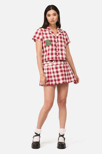 Dangerfield - Check It Mini Skort - red-cream