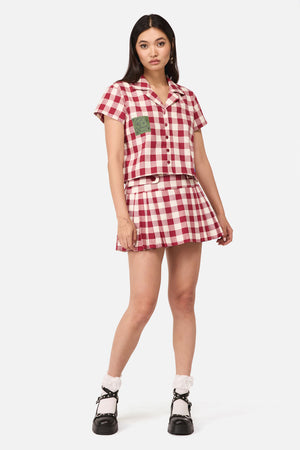 Dangerfield - Check It Mini Skort - red-cream