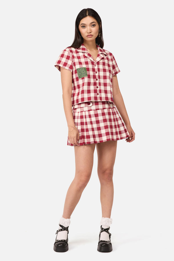 Dangerfield - Check It Mini Skort - red-cream