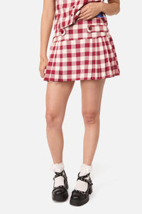 Dangerfield - Check It Mini Skort - red-cream