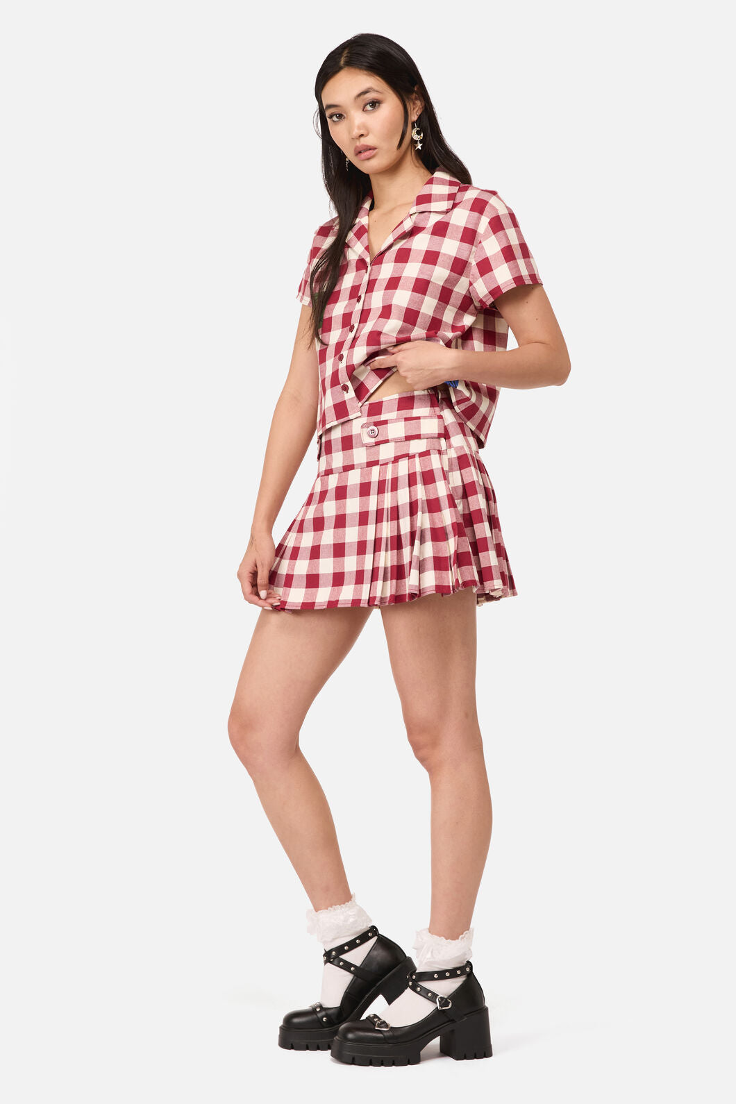 Dangerfield - Check It Mini Skort - red-cream