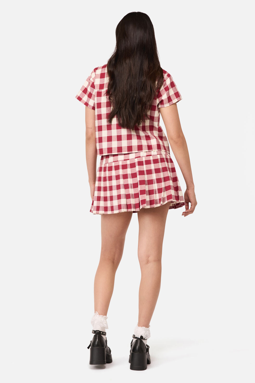 Dangerfield - Check It Mini Skort - red-cream