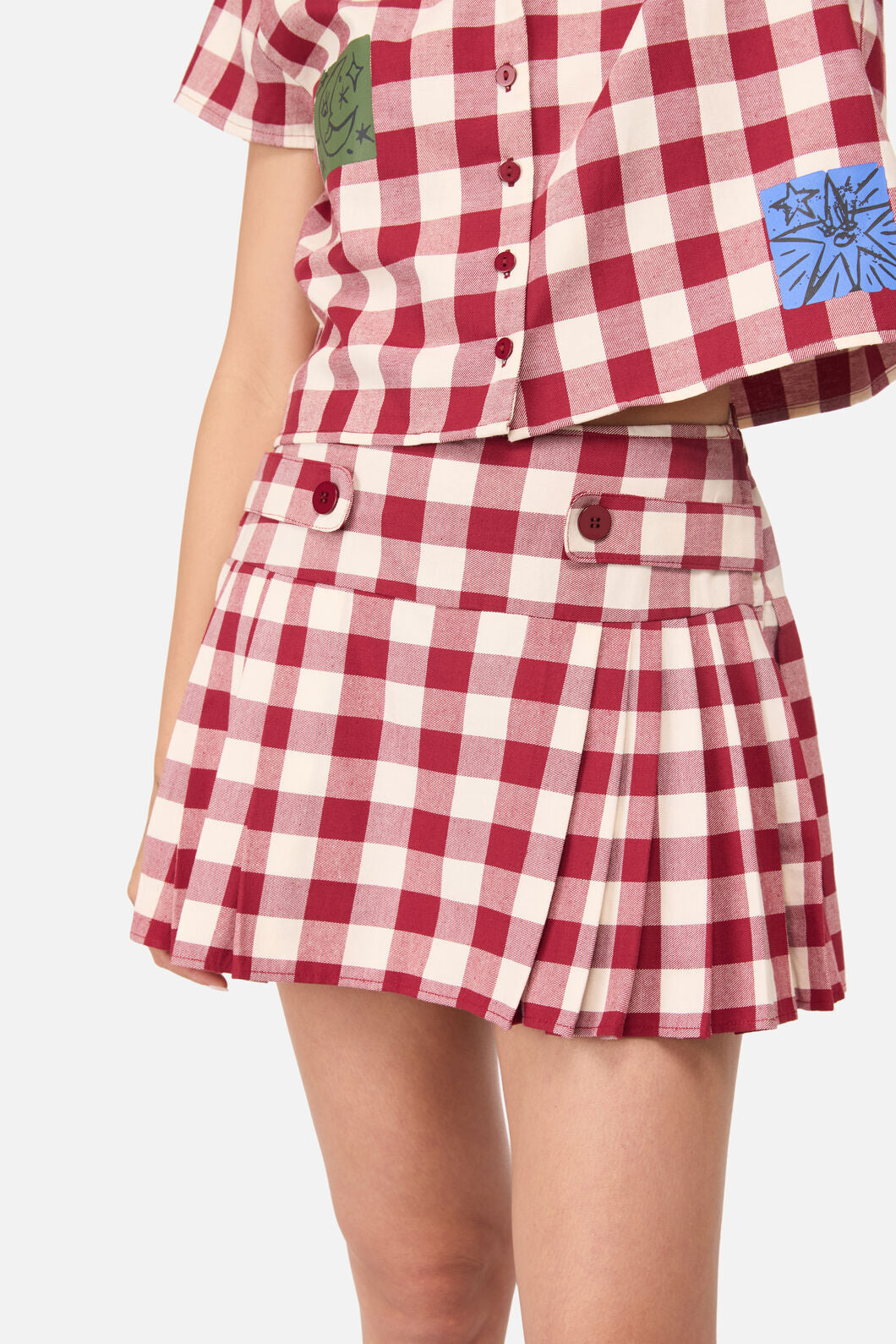 Dangerfield - Check It Mini Skort - red-cream