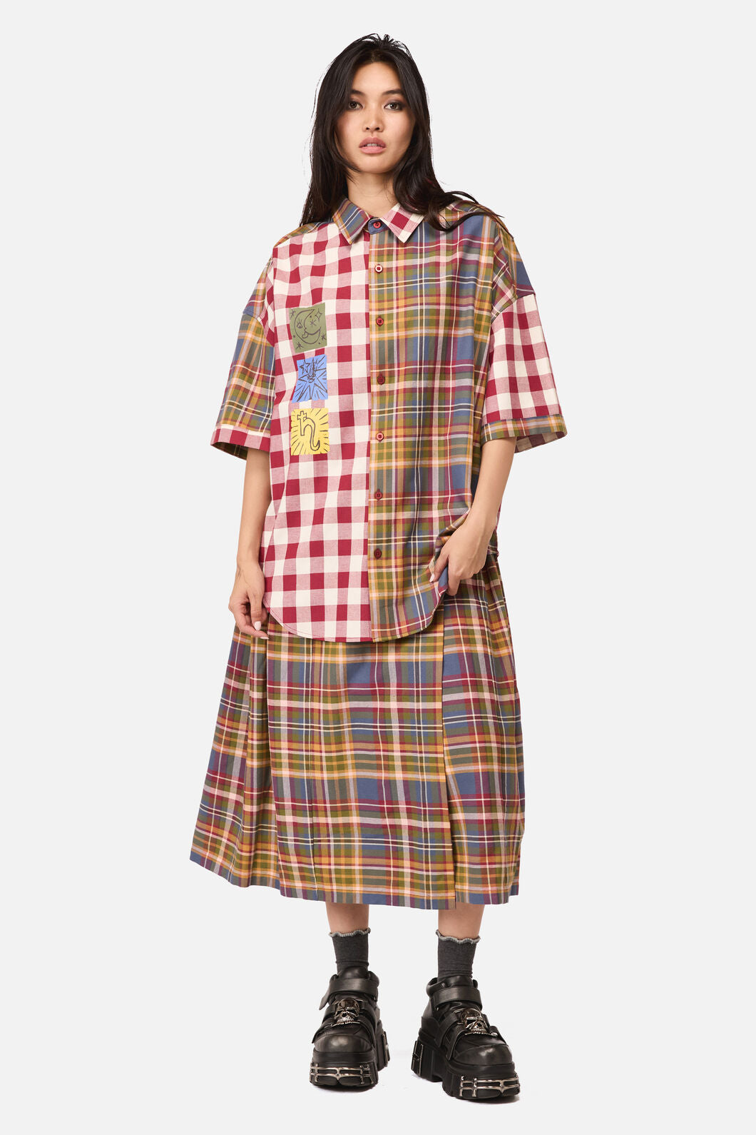 Dangerfield - Alchemy Tartan Midi Skirt - multi