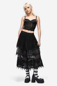 Dangerfield - So Cynical Lace Midi Skirt - black