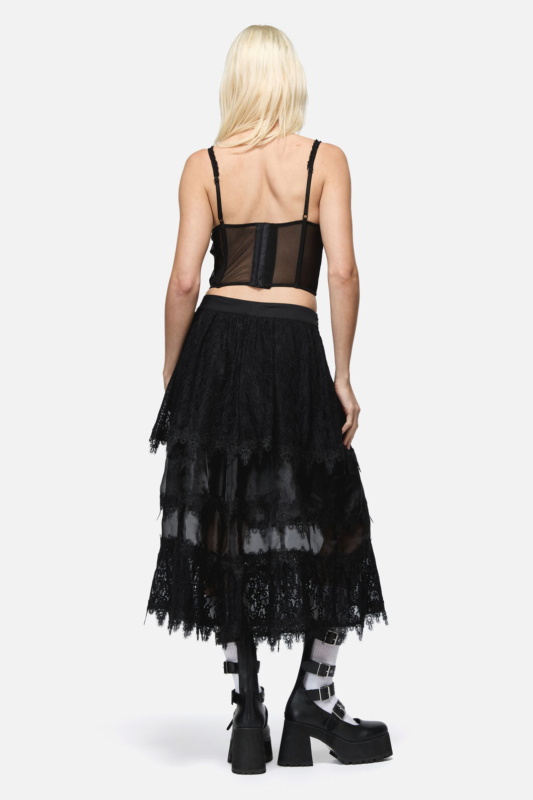 Dangerfield - So Cynical Lace Midi Skirt - black