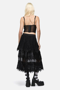 Dangerfield - So Cynical Lace Midi Skirt - black