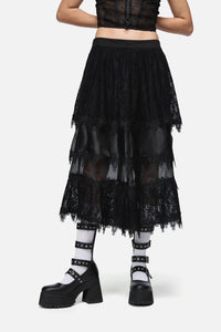 Dangerfield - So Cynical Lace Midi Skirt - black