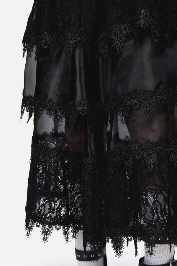 Dangerfield - So Cynical Lace Midi Skirt - black
