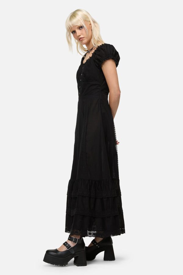 Dangerfield - Mischief Lace Trim Midi Dress - black