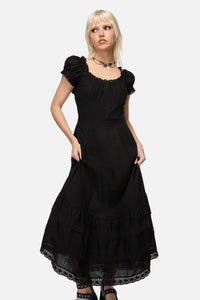 Dangerfield - Mischief Lace Trim Midi Dress - black