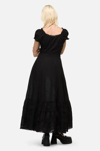 Dangerfield - Mischief Lace Trim Midi Dress - black
