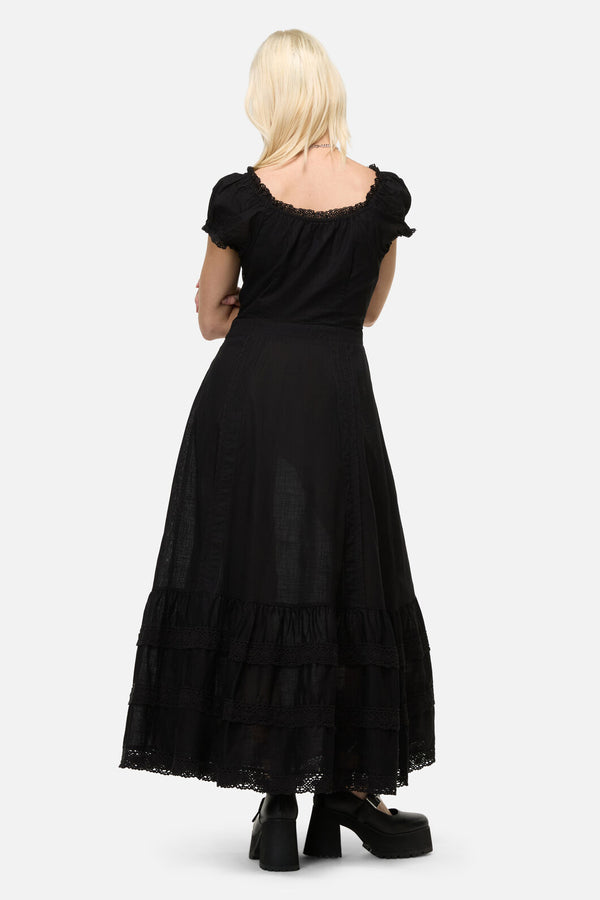 Dangerfield - Mischief Lace Trim Midi Dress - black