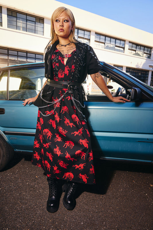 Dangerfield - Jackalope Goth Midi Dress - black