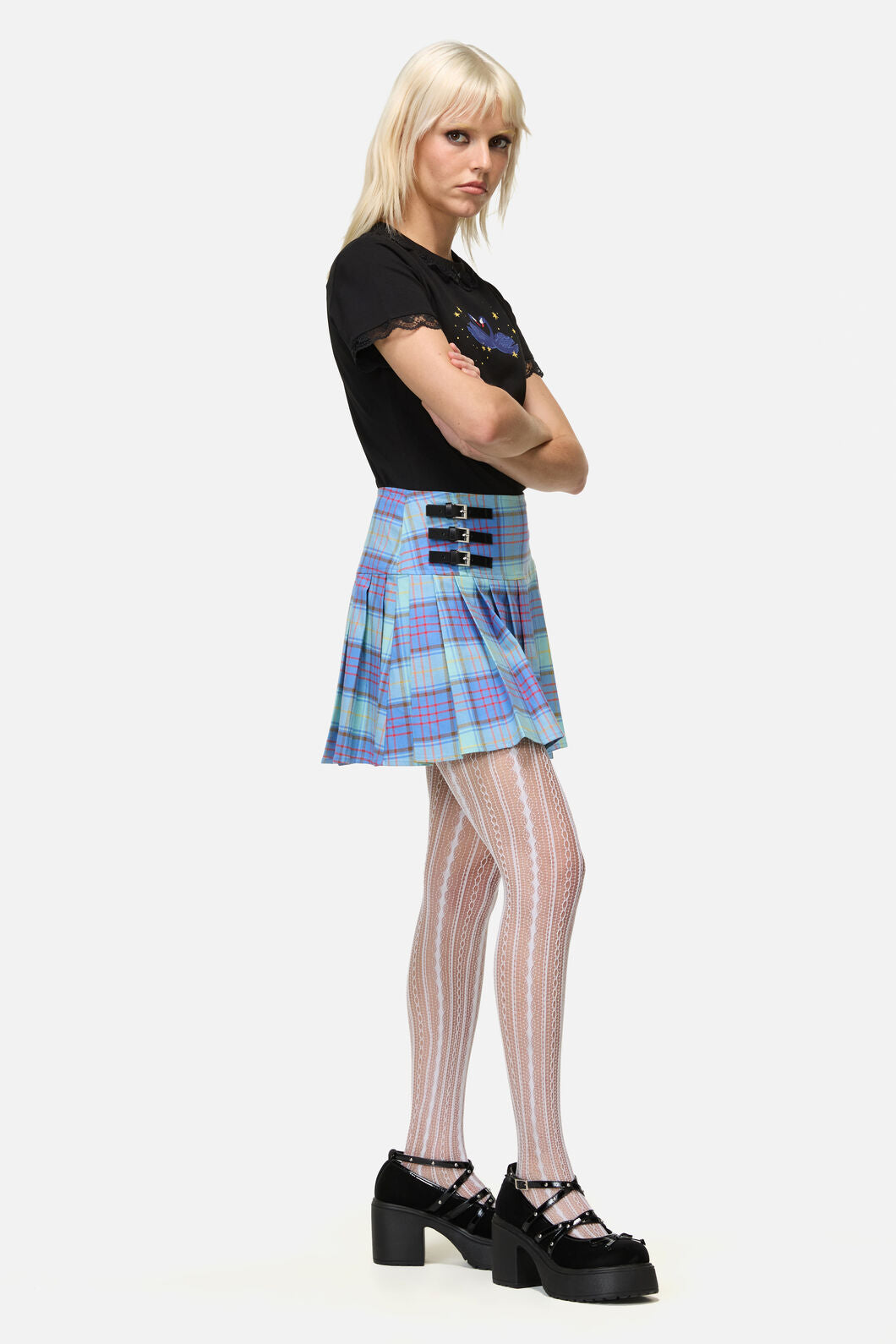 Dangerfield - Genesis Tartan Mini Skirt - blue